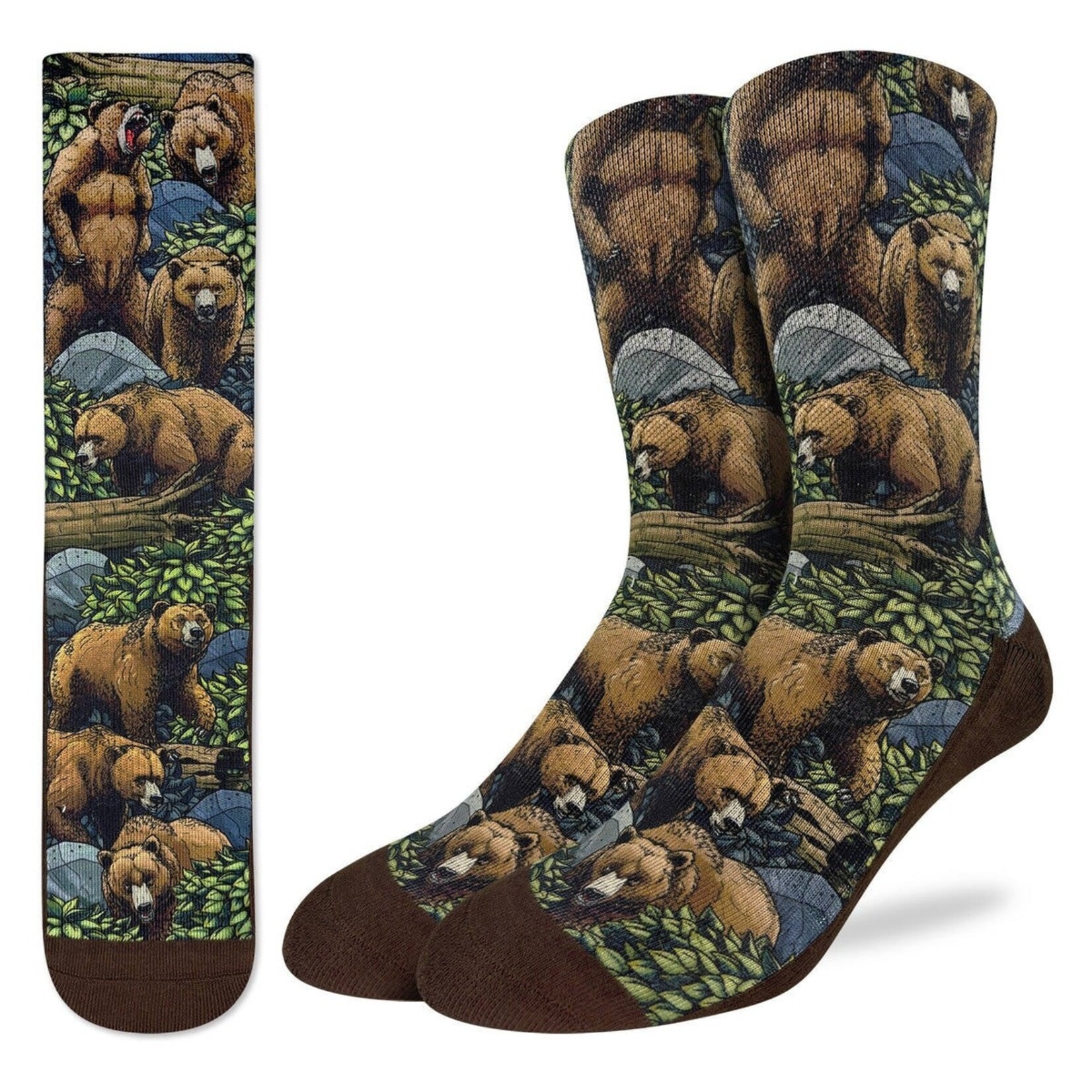 Good Luck Sock Men's Grizzly Bears in the Forest Socks