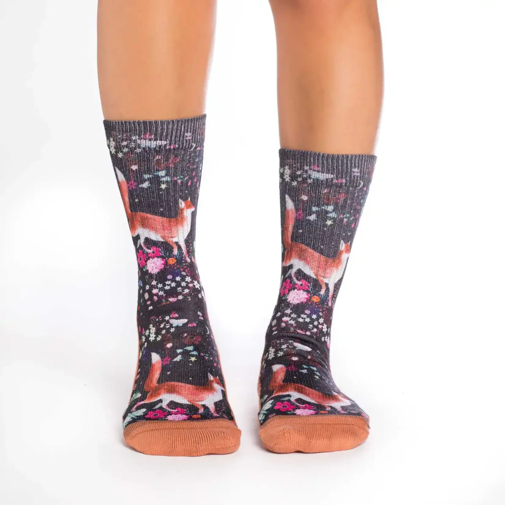 Good Luck Sock Women's Floral Fox Socks