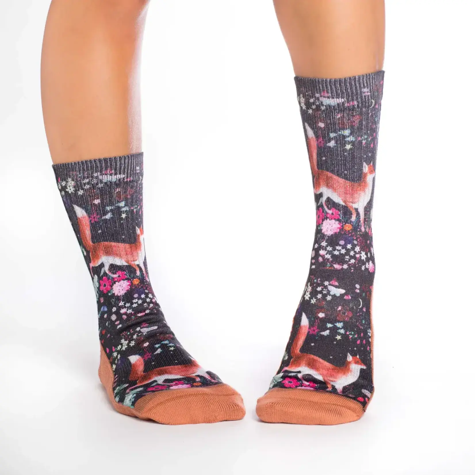 Good Luck Sock Women's Floral Fox Socks