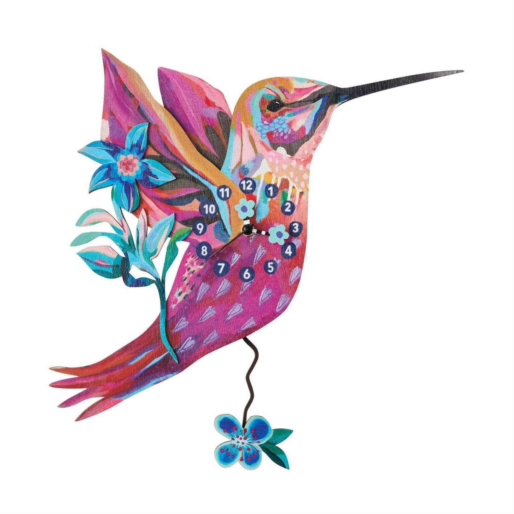 Allen Designs Sweet Nectar Wood Hummingbird Wall Clock