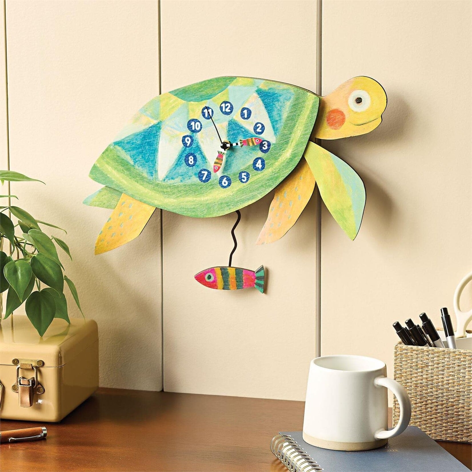 Allen Designs Shellbound Wood Turtle Wall Clock