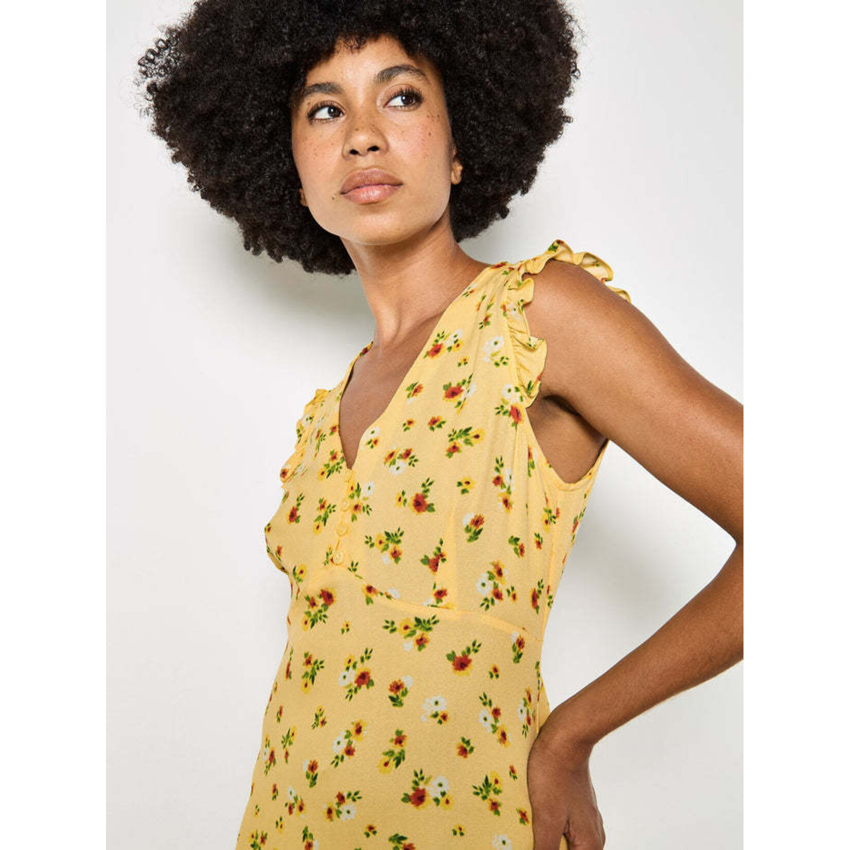 Apricot Clothing X181377 - Empire Frill Sleeve Ditsy Mini Dress