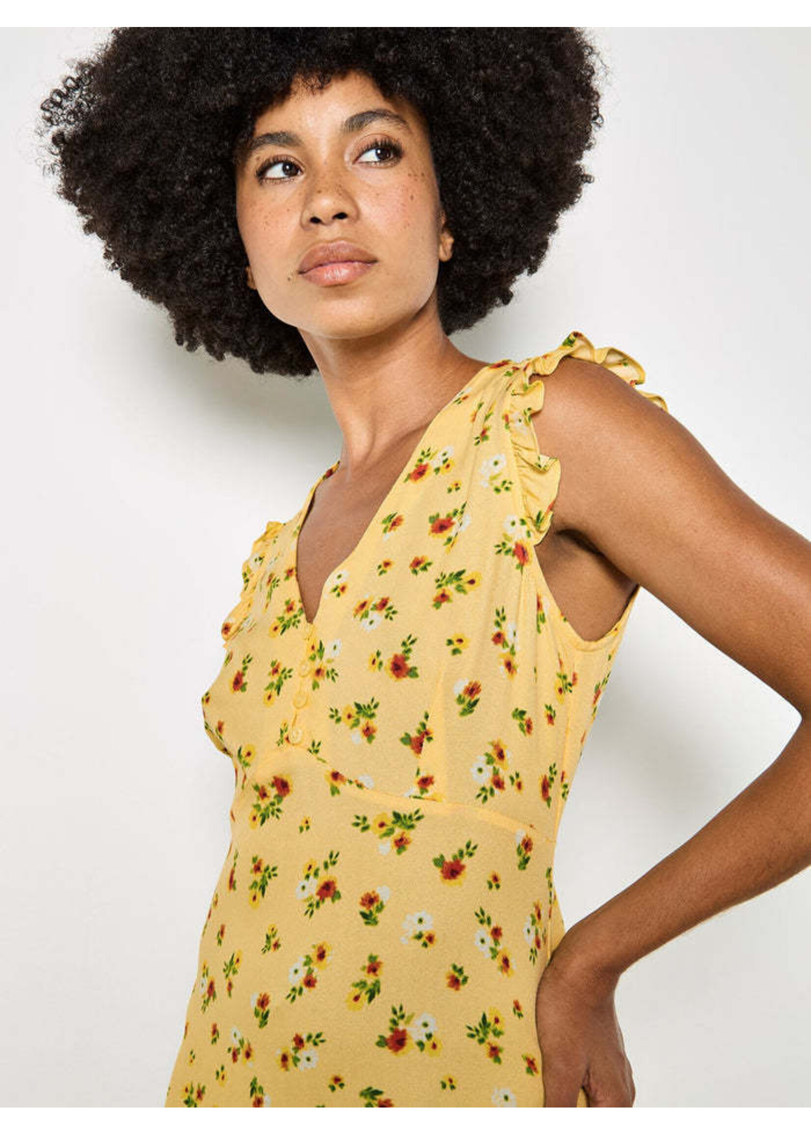 Apricot Clothing X181377 - Empire Frill Sleeve Ditsy Mini Dress