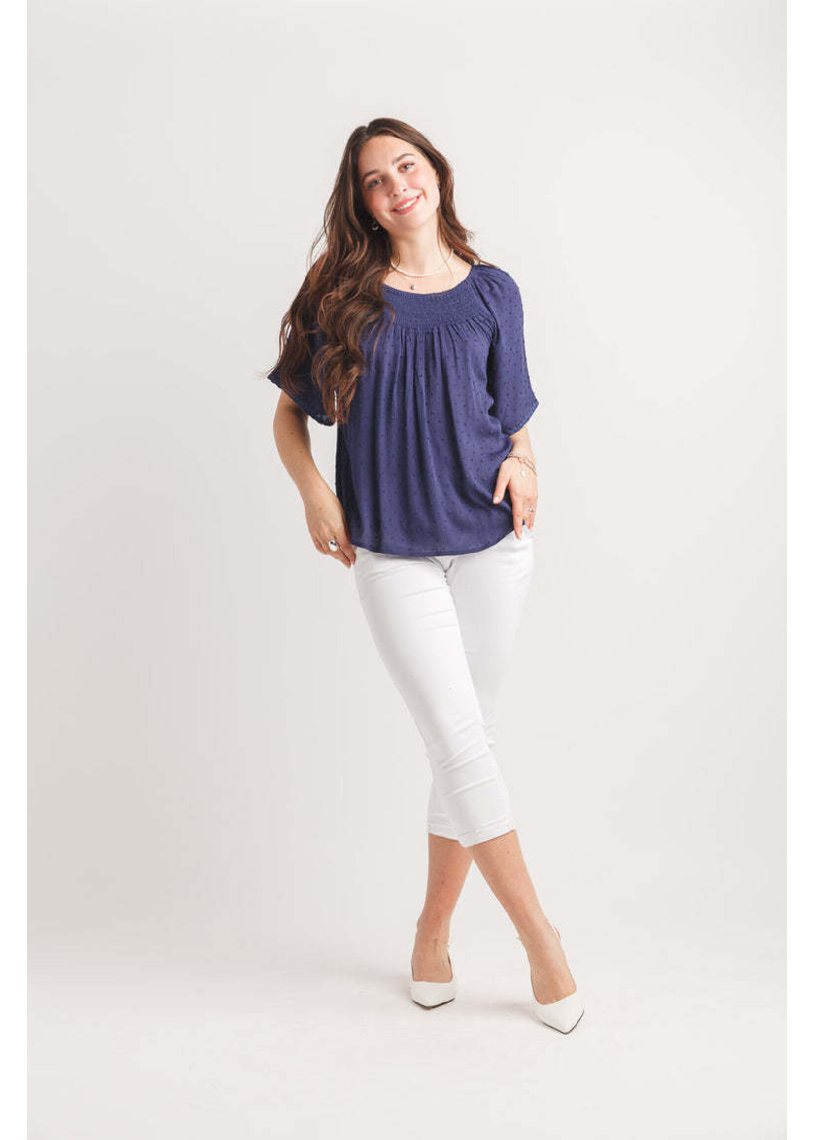 Papillon PT-20080 - Swiss Dot Off The Shoulder Bell Sleeve Blouse