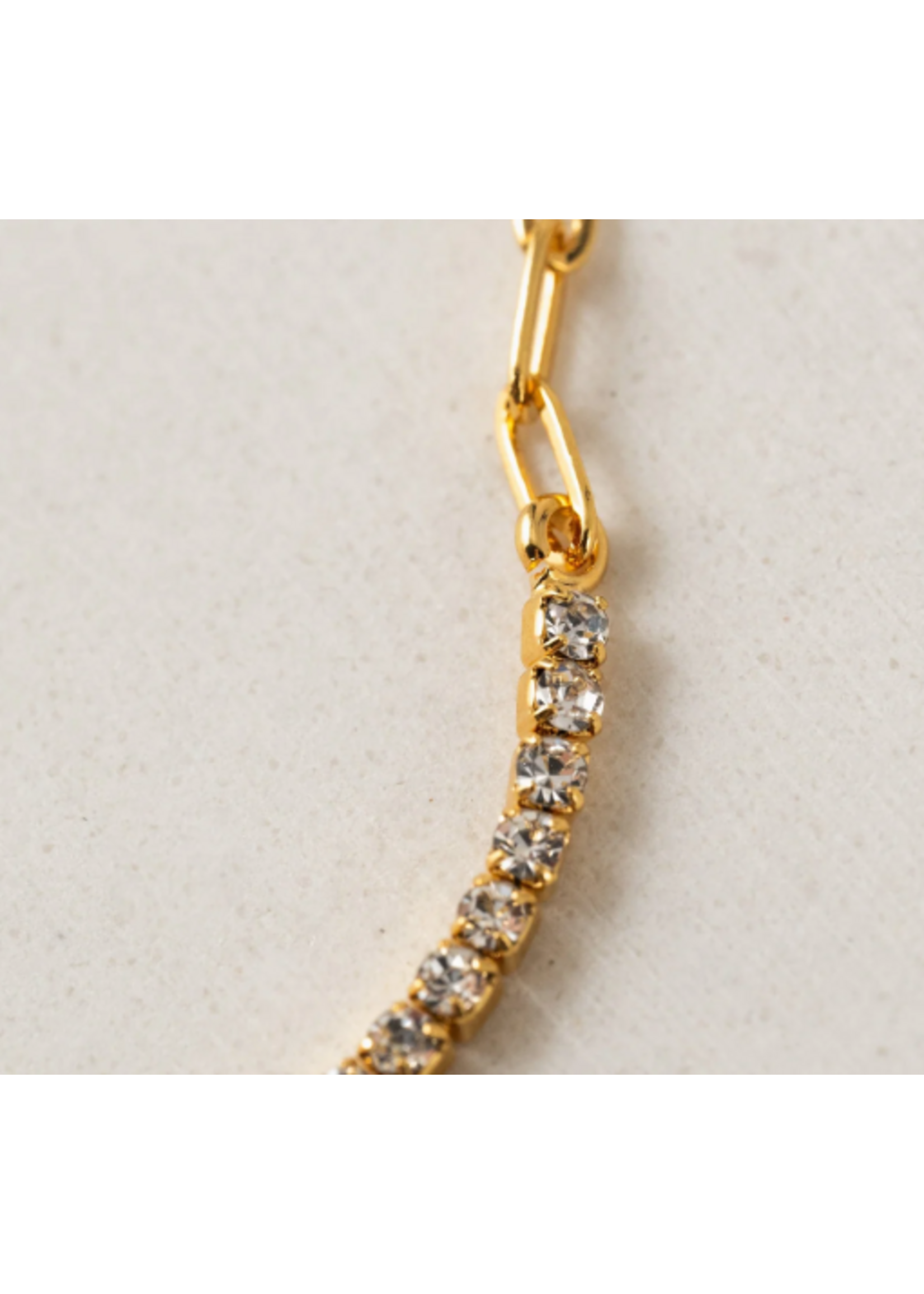 Lover's Tempo Tennis Paperclip Bracelet - Clear CZ, 18K Gold Plate