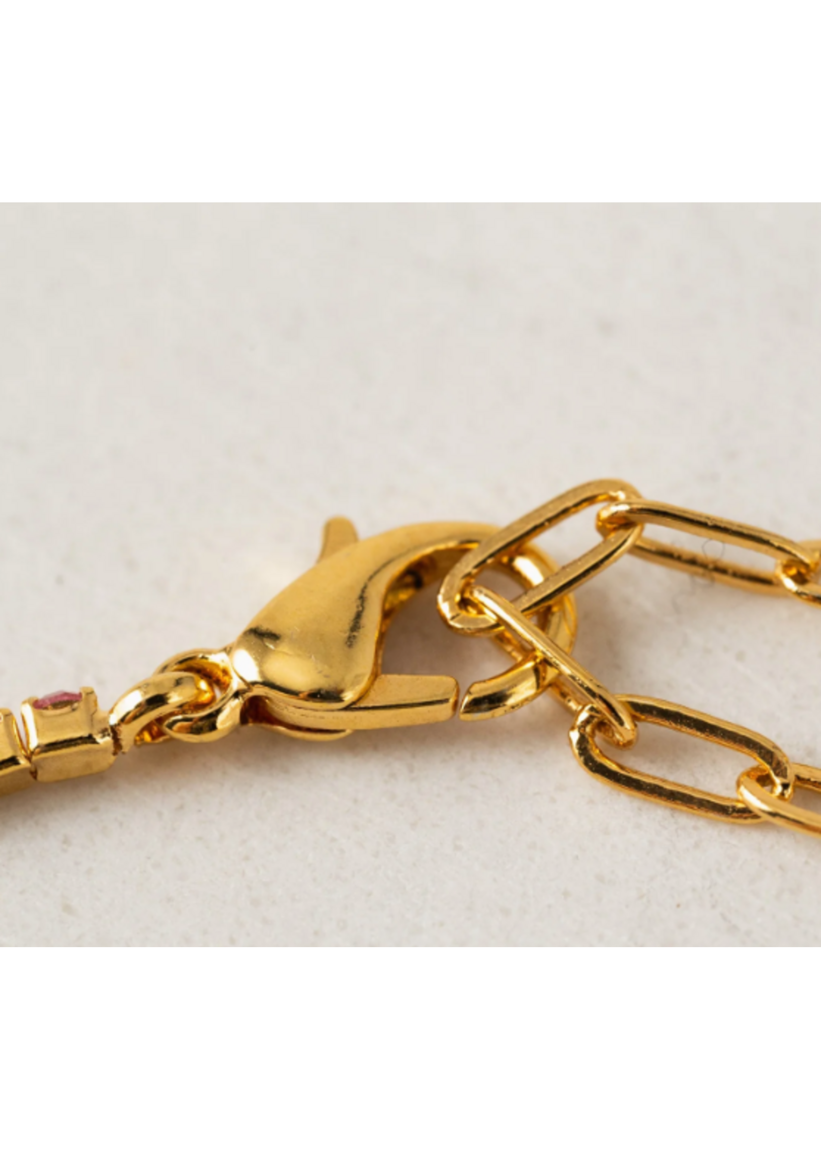 Lover's Tempo Tennis Paperclip Bracelet - Clear CZ, 18K Gold Plate