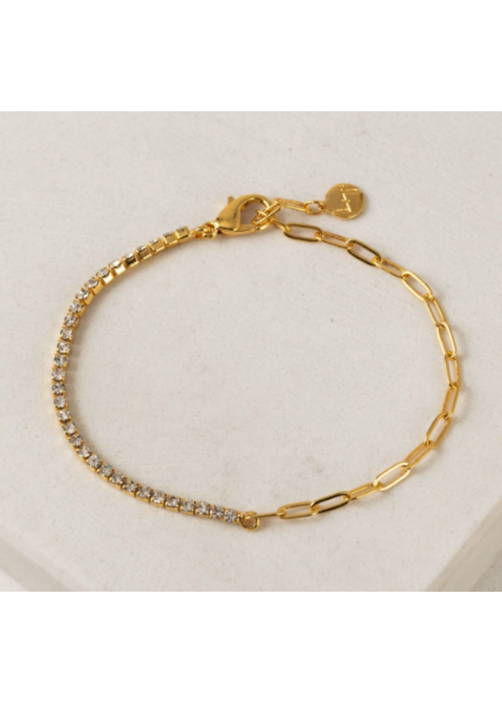 Lover's Tempo Tennis Paperclip Bracelet - Clear CZ, 18K Gold Plate
