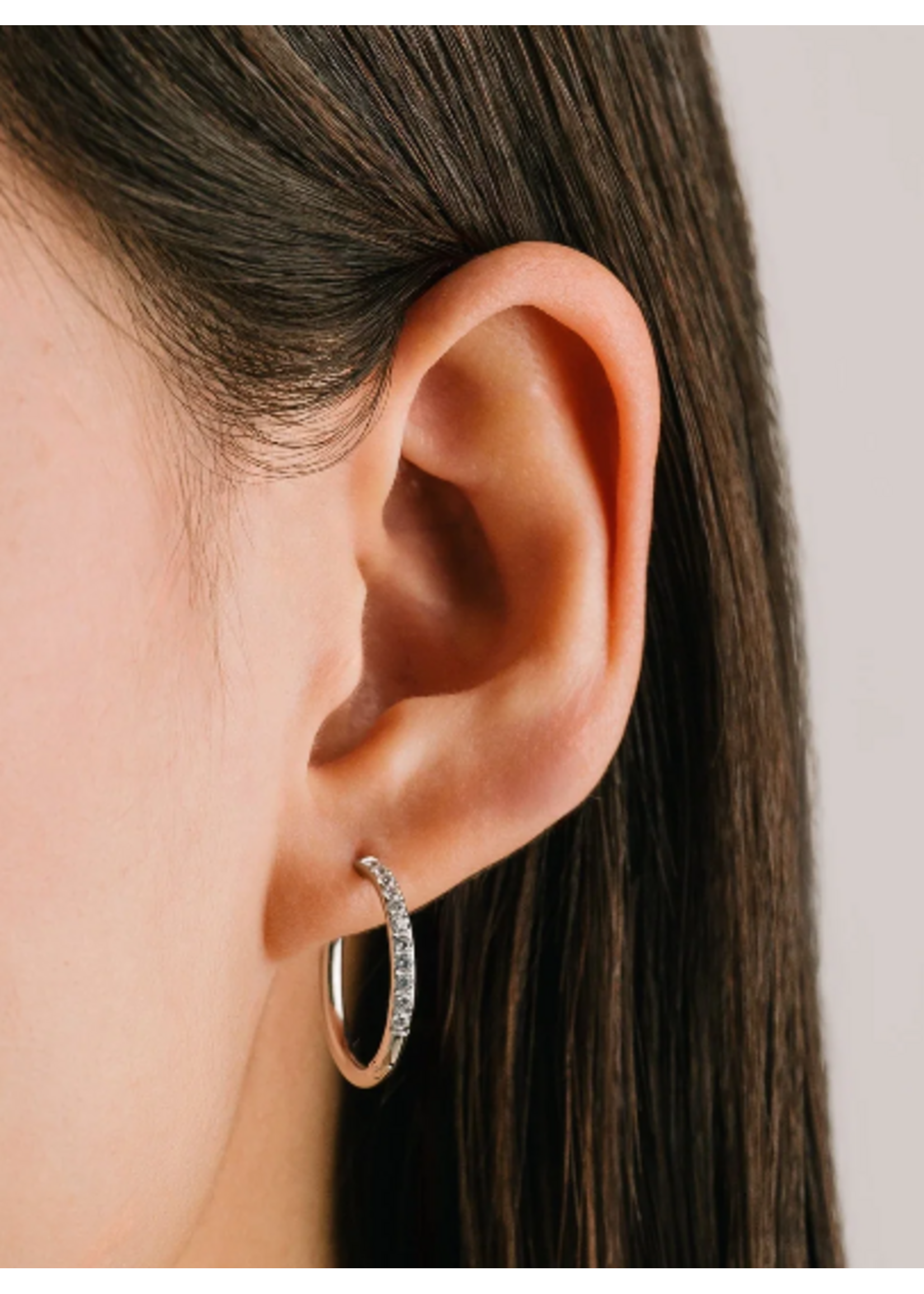 Lover's Tempo Evie Huggie Hoop Earrings - 20 mm, Silver, Waterproof