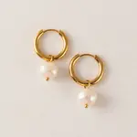 Lover's Tempo Oceane Pearl 16 mm Hoop Earrings - 18K PVD Gold, Waterproof