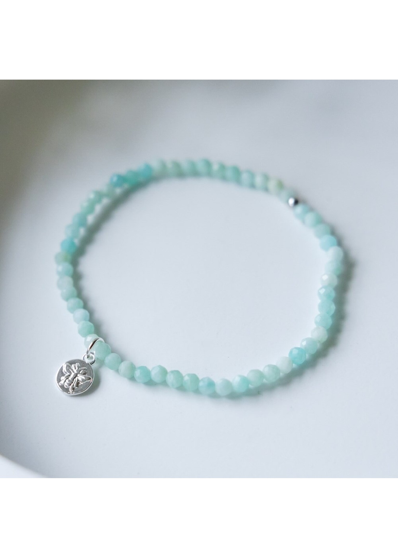 Glee Baby Bee Bracelet - Amazonite/Silver Plated