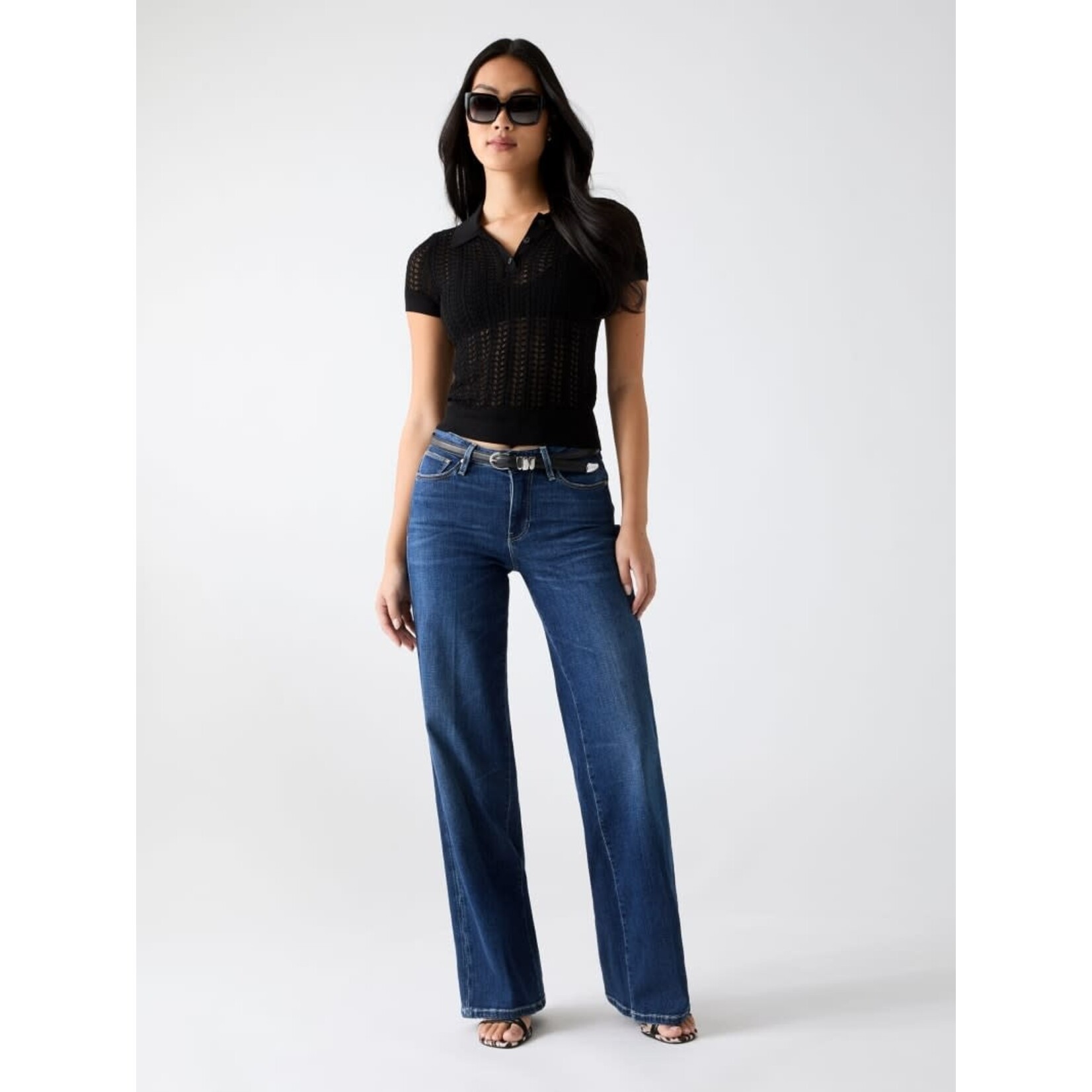 Guess Short Sleeve Pointelle Vienna Polo Sweater