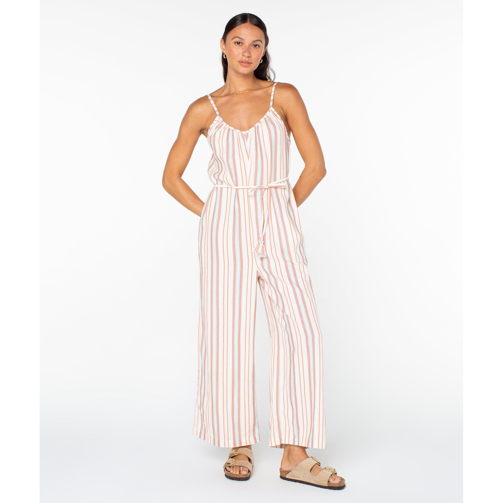 Roxy Gale Striped Linen Jumpsuit