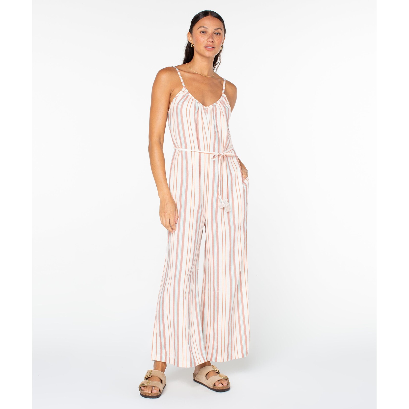 Roxy Gale Striped Linen Jumpsuit