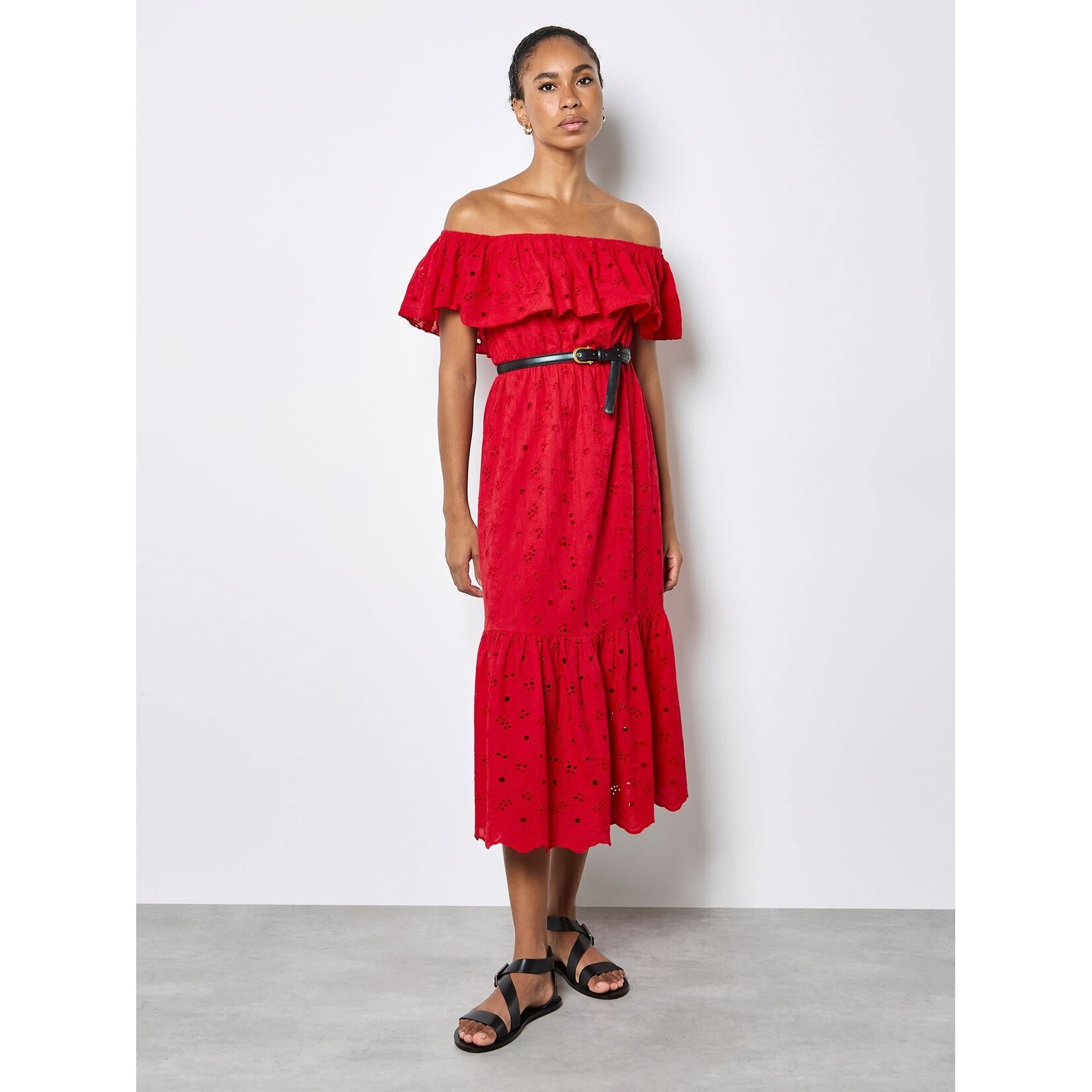 Apricot Clothing Broderie Bardot Eyelet Maxi Dress