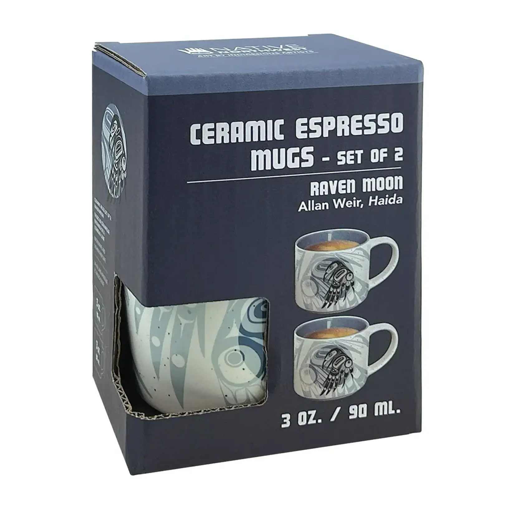 Native Northwest Ceramic Espresso Mugs - Raven Moon