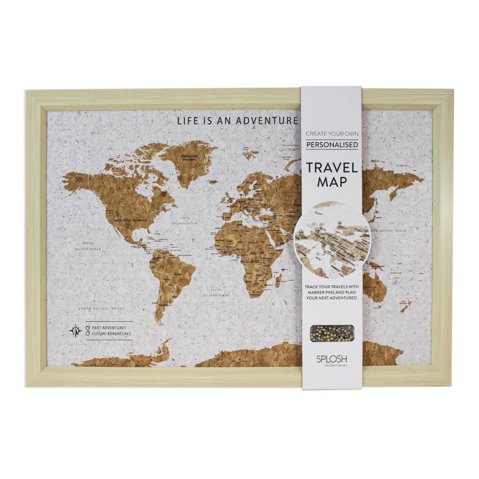 Cork World Map with Pins - Large