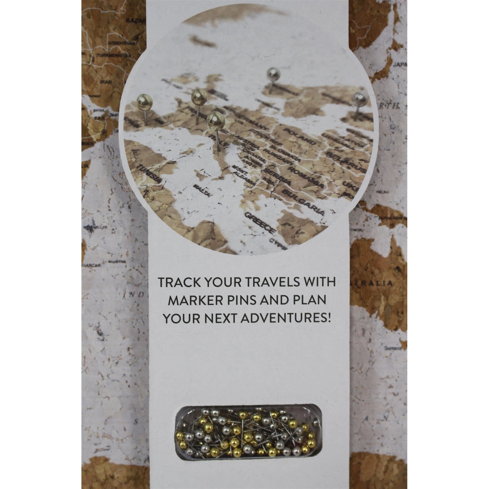 Cork World Map with Pins - Large