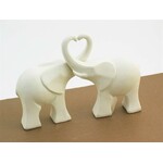 White Poly Resin Elephant Couple Figurine Set