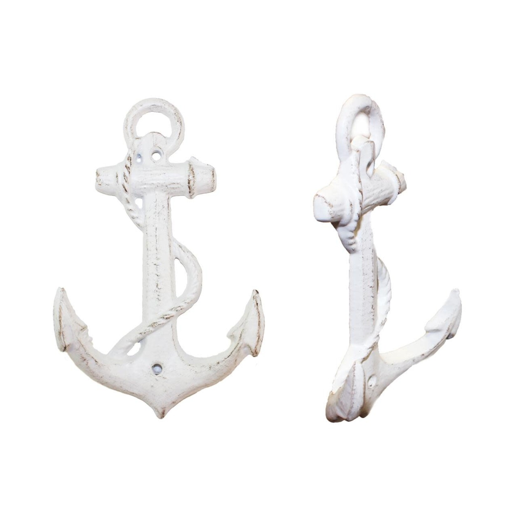 Rustic White Metal Anchor Hook