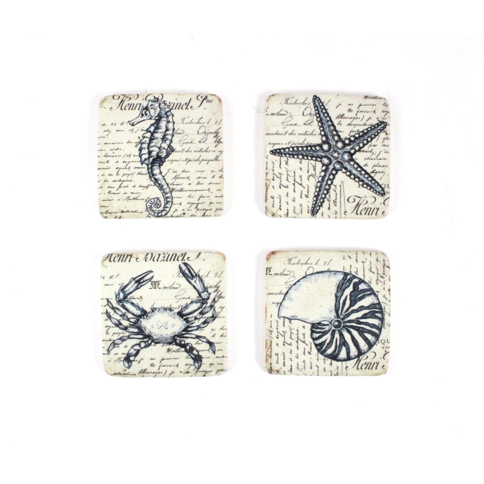 Square Marine Resin Coaster - Set of 4