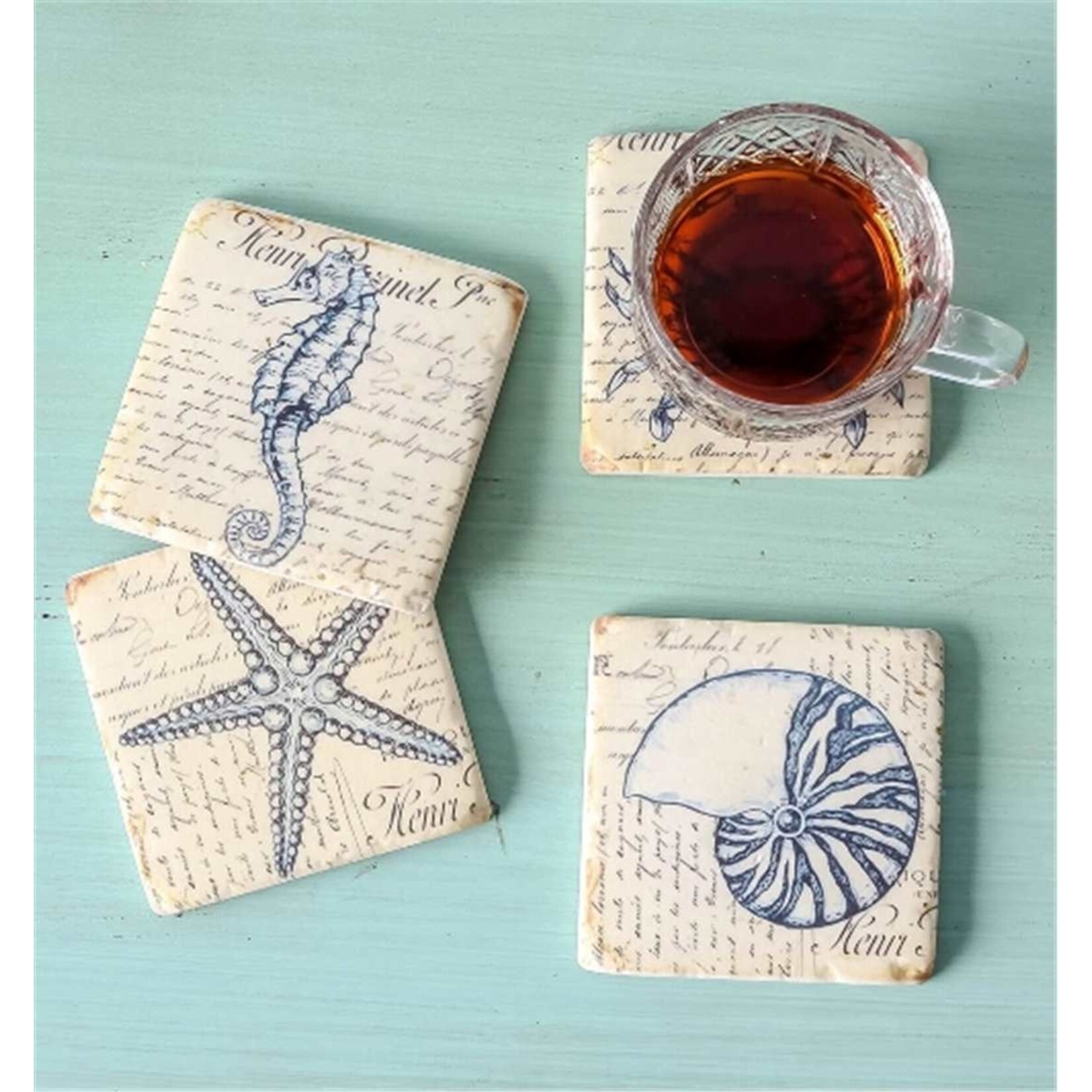 Square Marine Resin Coaster - Set of 4