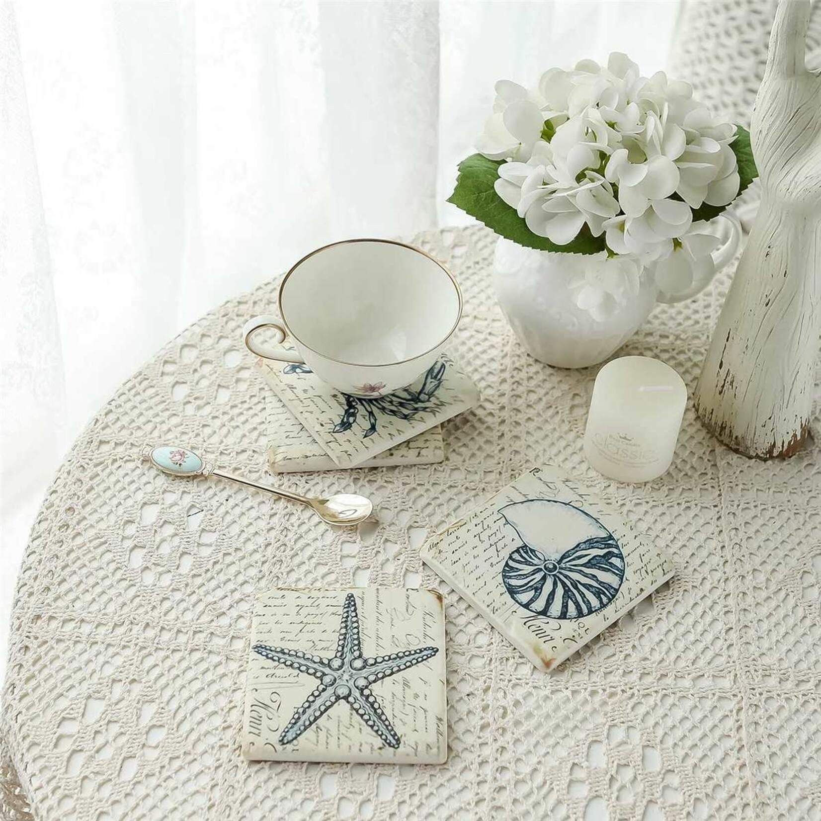 Square Marine Resin Coaster - Set of 4