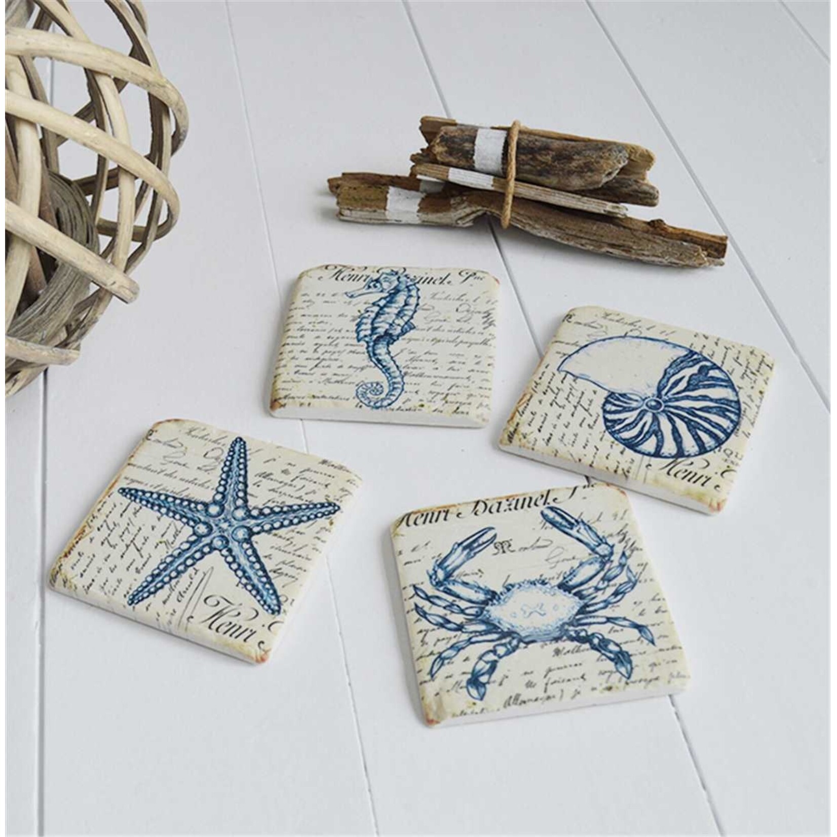 Square Marine Resin Coaster - Set of 4