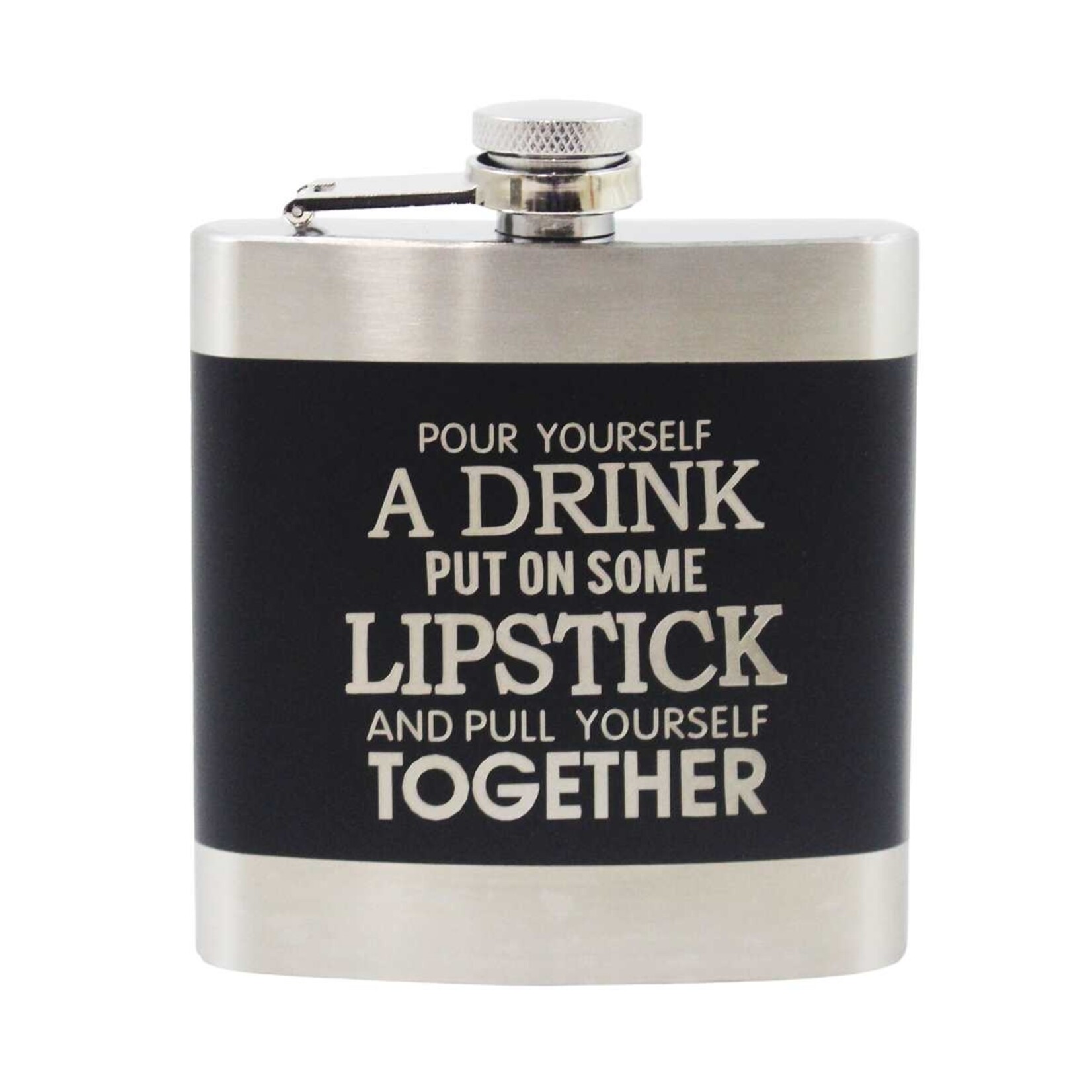 BLACK/SILVER FLASK DRINK/LIPSTICK 6OZ