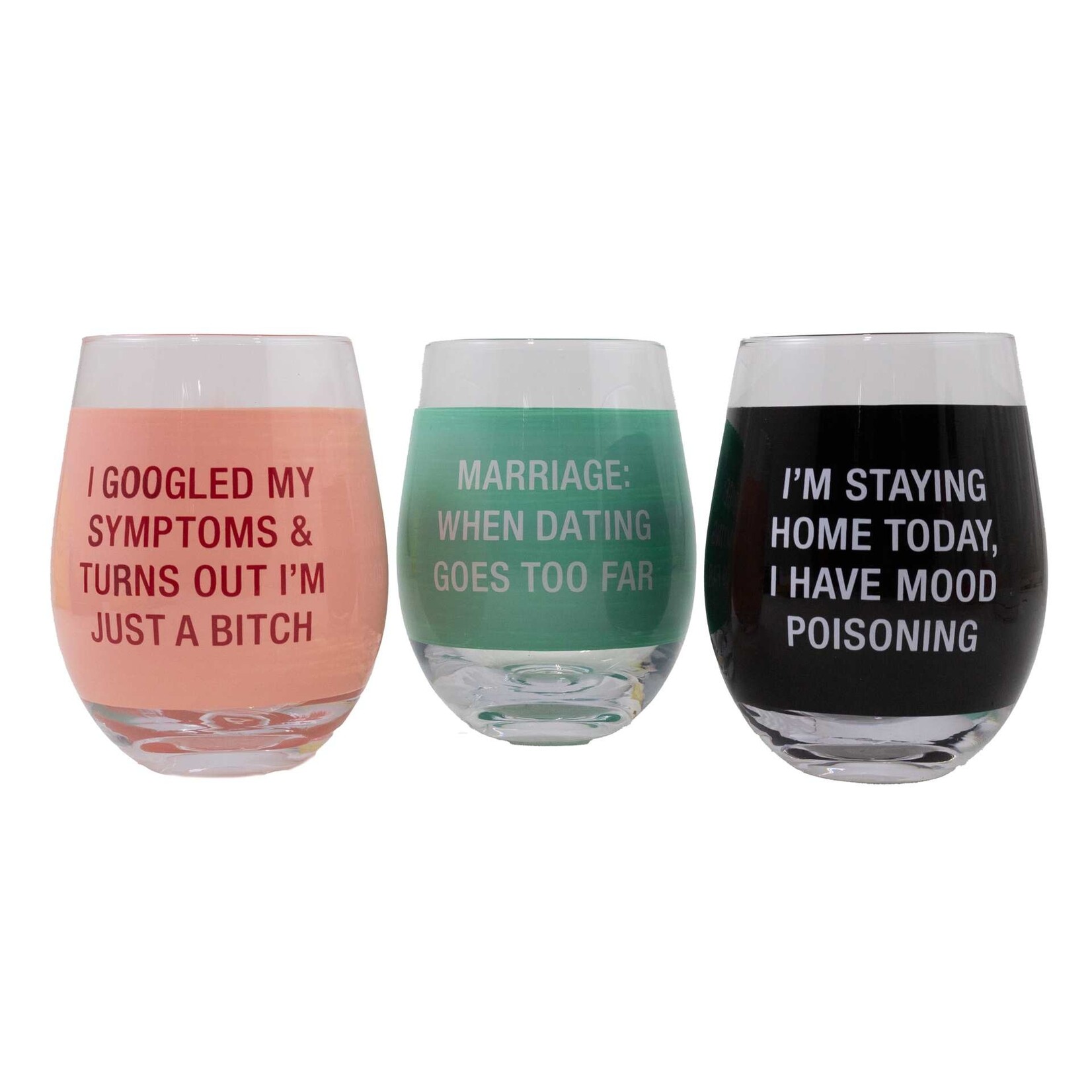 Stemless Message Wine Glass (Assorted)