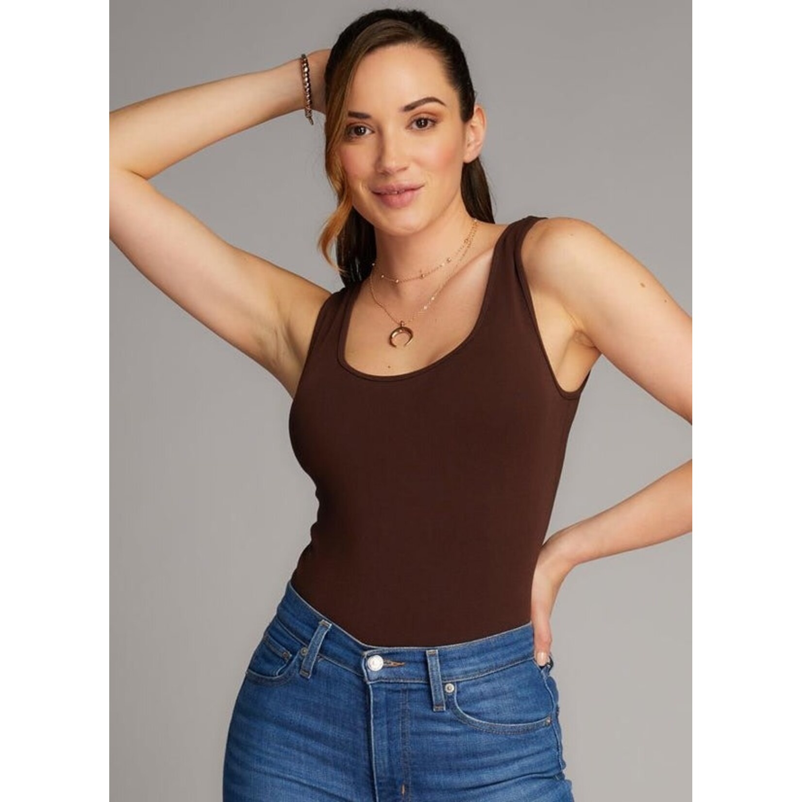 C'est Moi Bamboo Double Scoop Tank Top