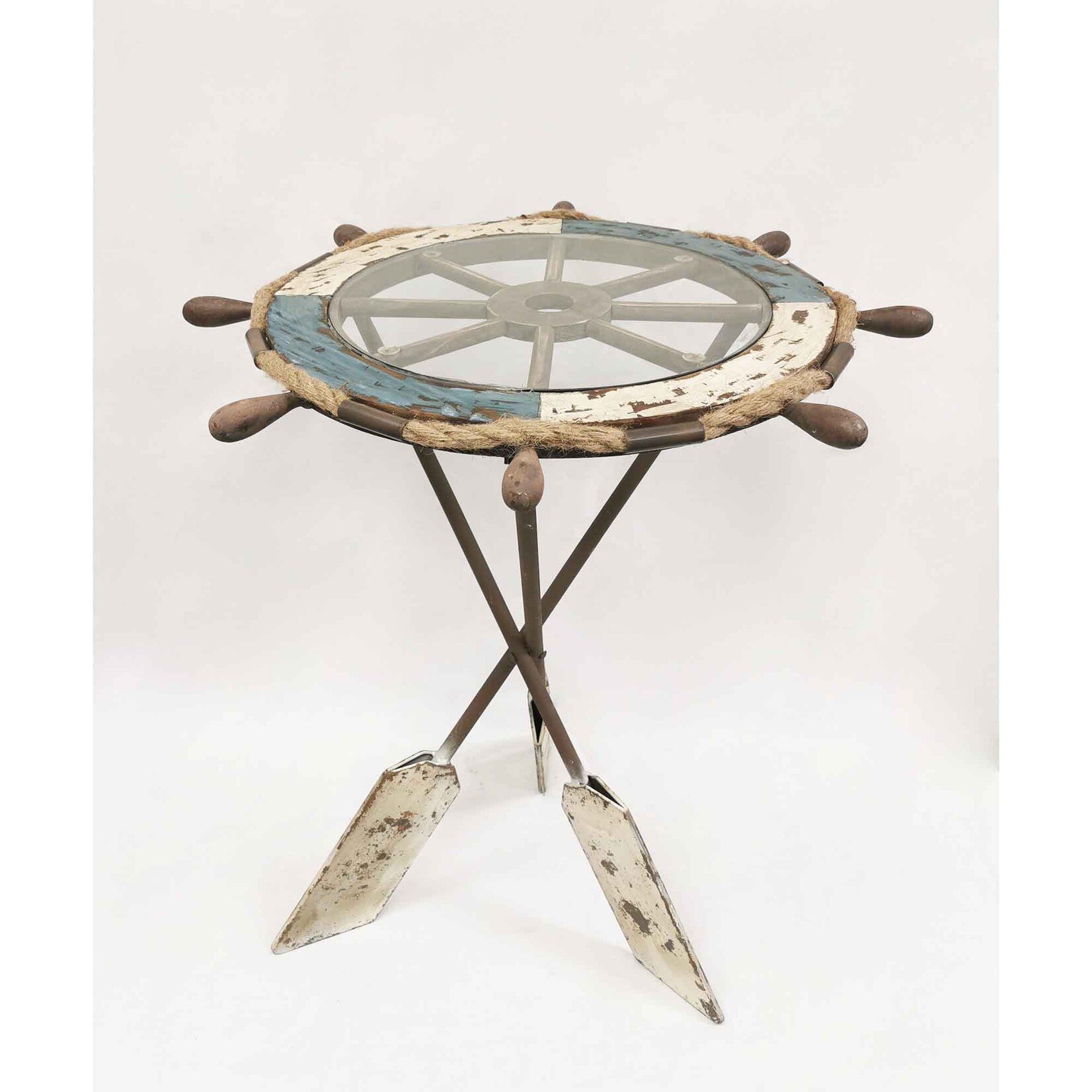 Boxman Metal Ship Wheel Table