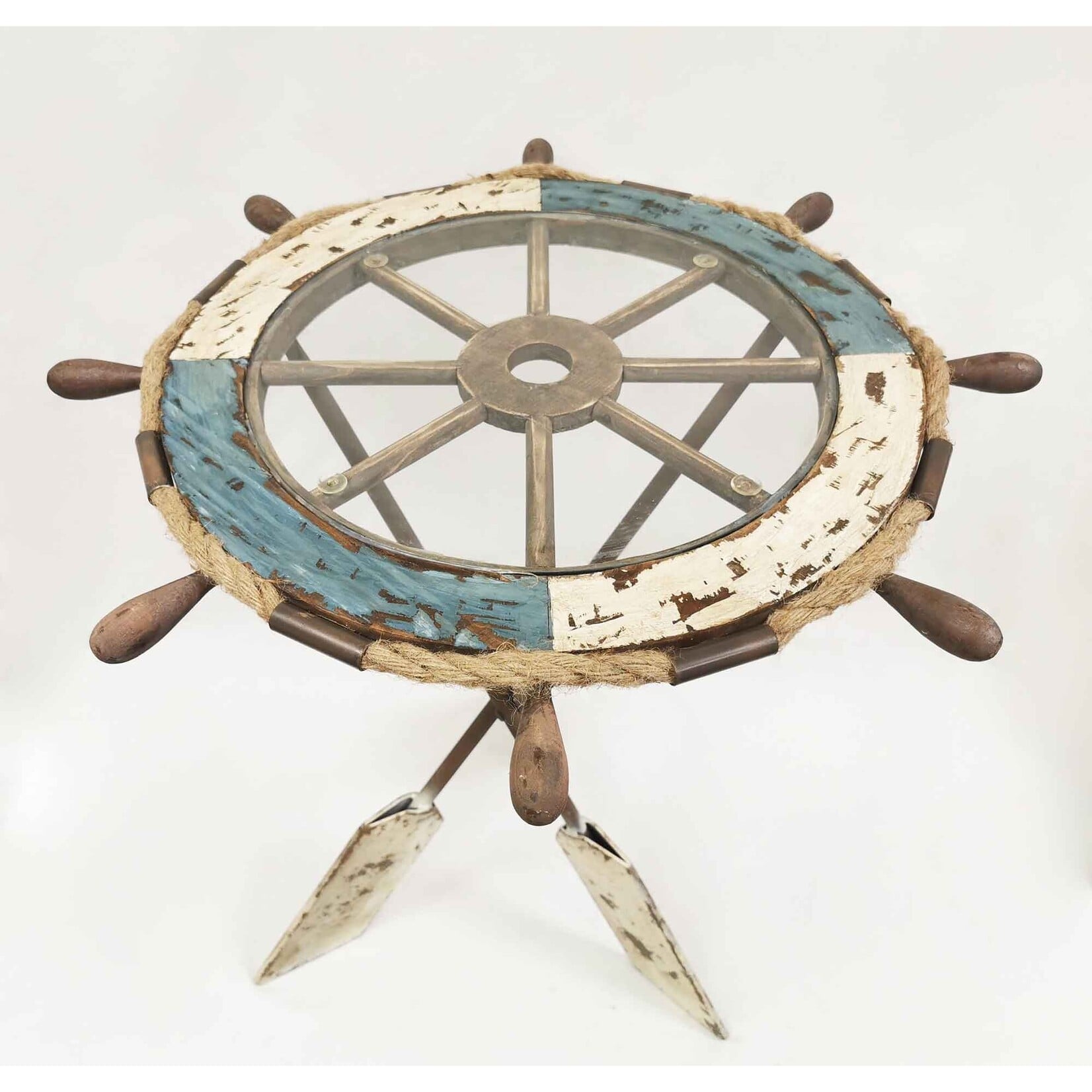 Boxman Metal Ship Wheel Table