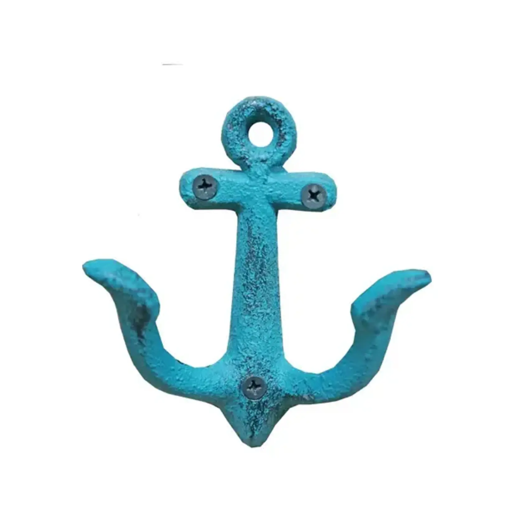 Antique Turquoise Cast Iron Anchor Hook