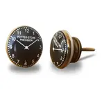 Ceramic & Glass Vintage Clock Drawer Knob (Black & Gold)