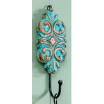 Rustic Turquoise Carved Wooden Hanger
