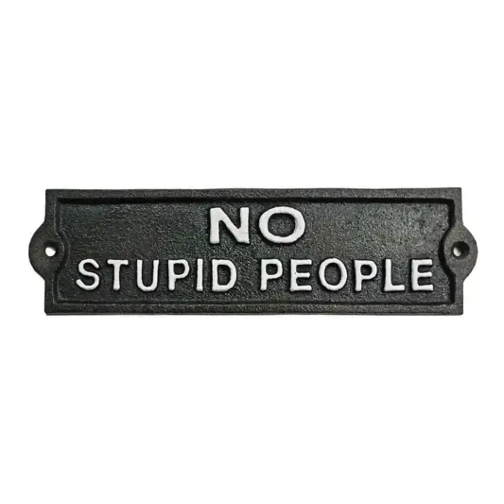 Cast Iron No Stupid People Sign