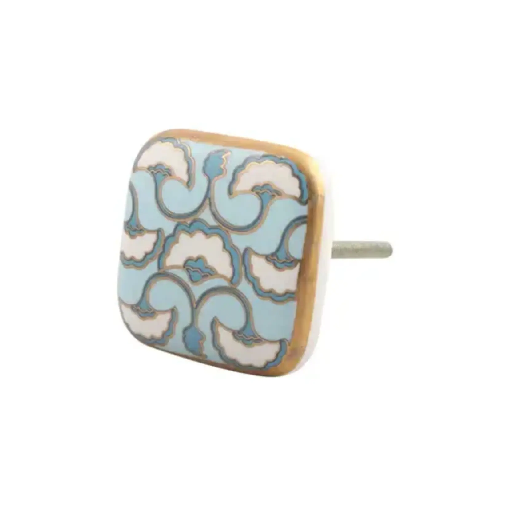 Handmade Ceramic Drawer Knob (Blue/White)