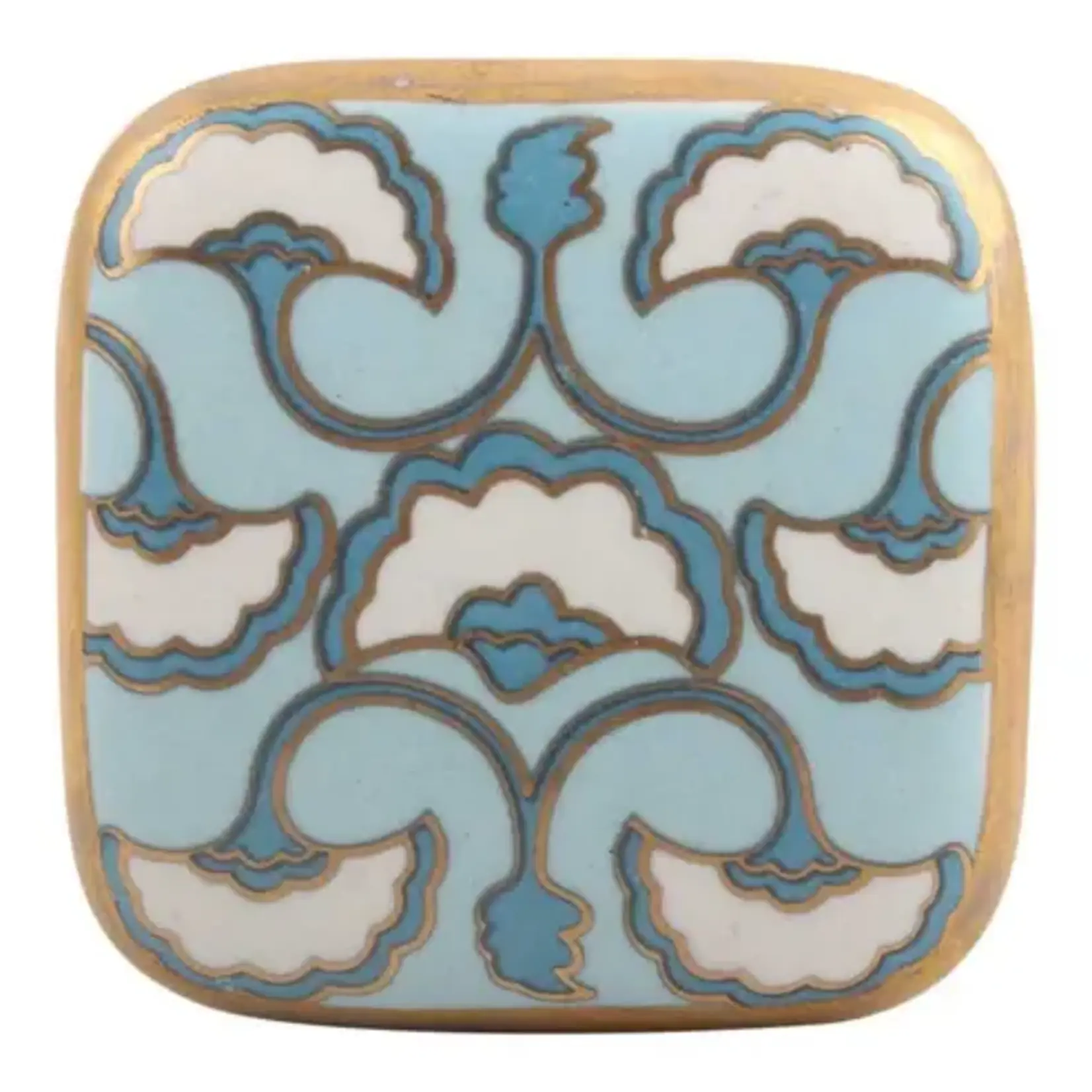 Handmade Ceramic Drawer Knob (Blue/White)