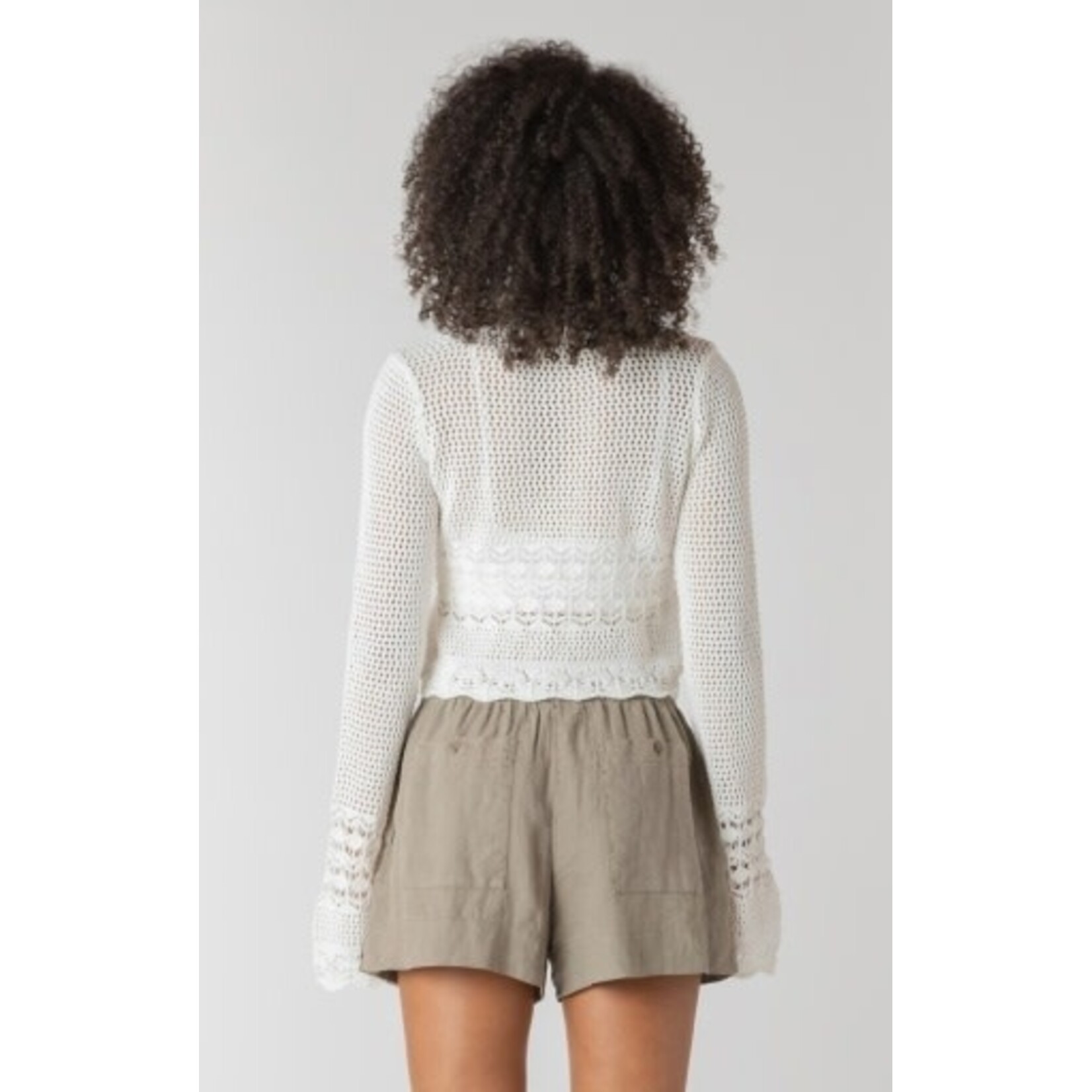 Room 34 2727253 DG - Tie Front Crochet Cardigan