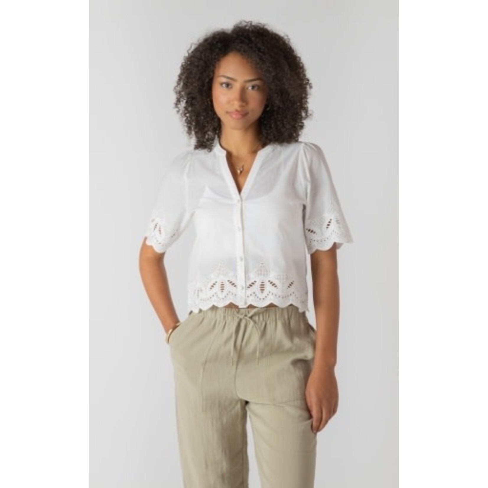 Room 34 2723740 DG - Eyelet Trim Blouse