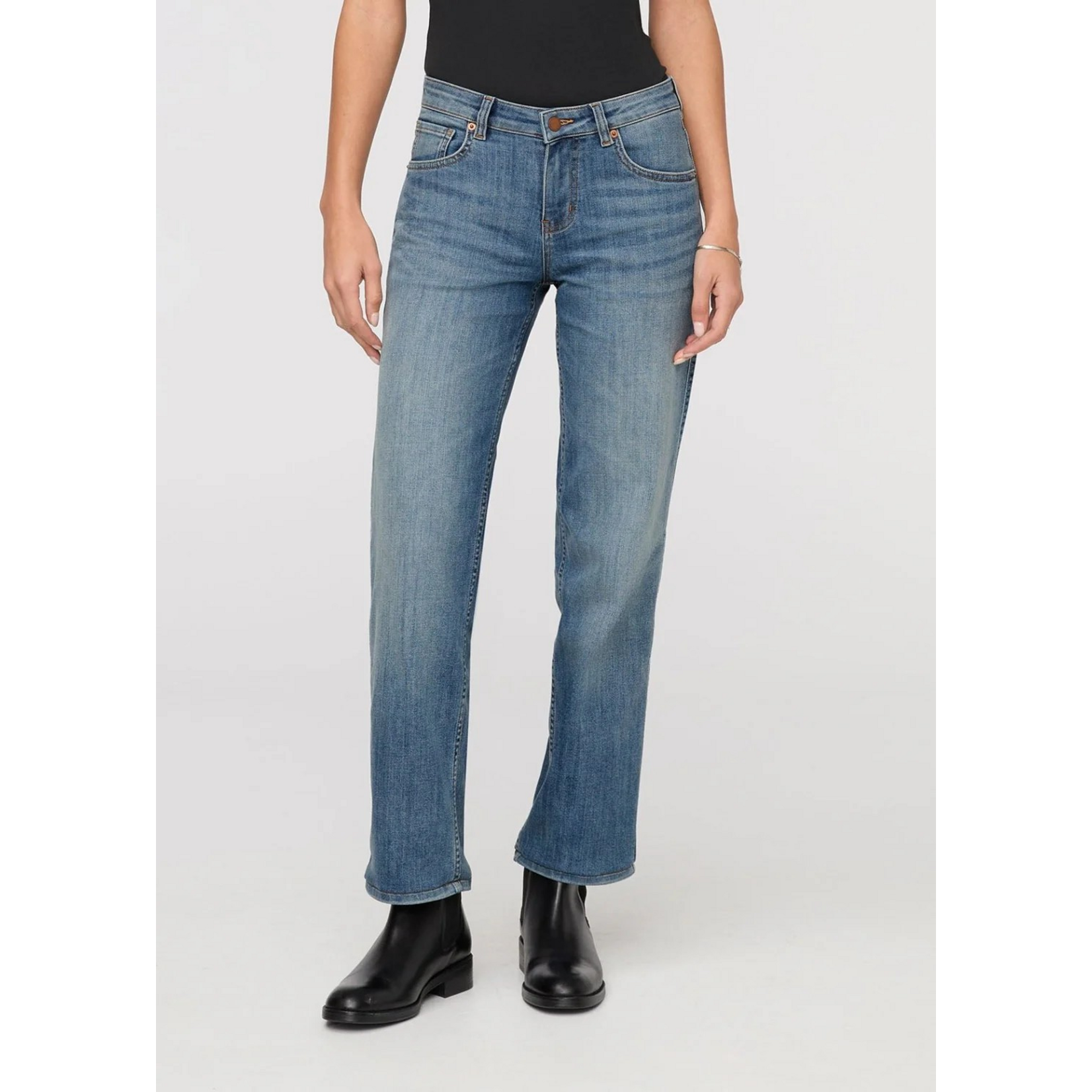 DUER WFLR6030 - Performance Denim Mid Rise Straight Jean - Blue Ash