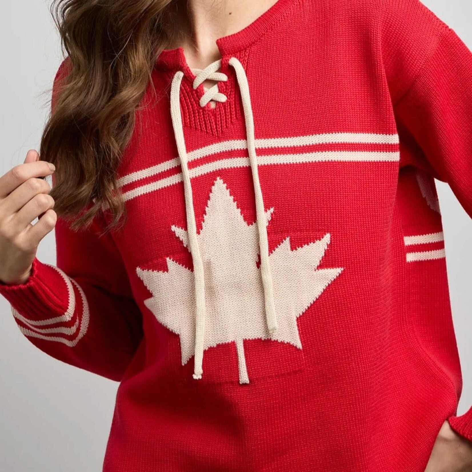 Canada Knitwear Hockey Lace Up Sweater