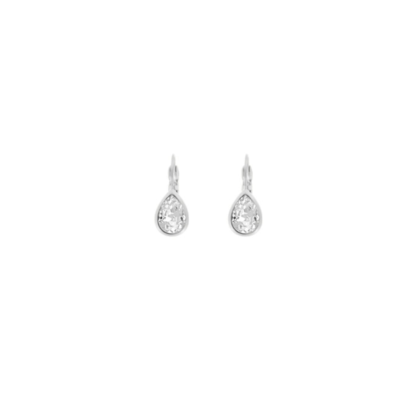 Myka Nina Extra-Small Swaraovksi Crystal Teardrop Euroback Earrings - Bright Rhodium
