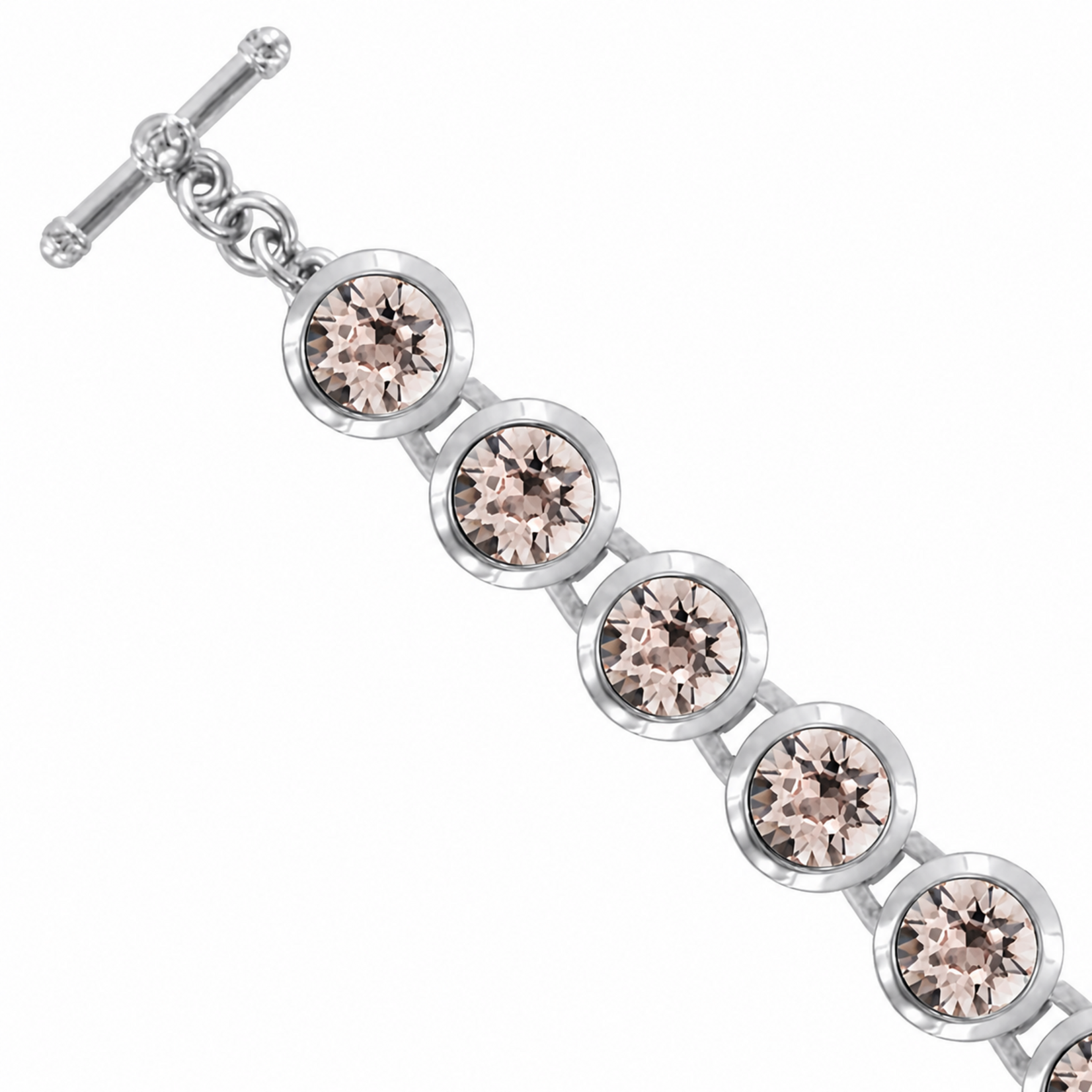 Myka Ella Round Crystal Bracelet - Bright Rhodium & Swarovski