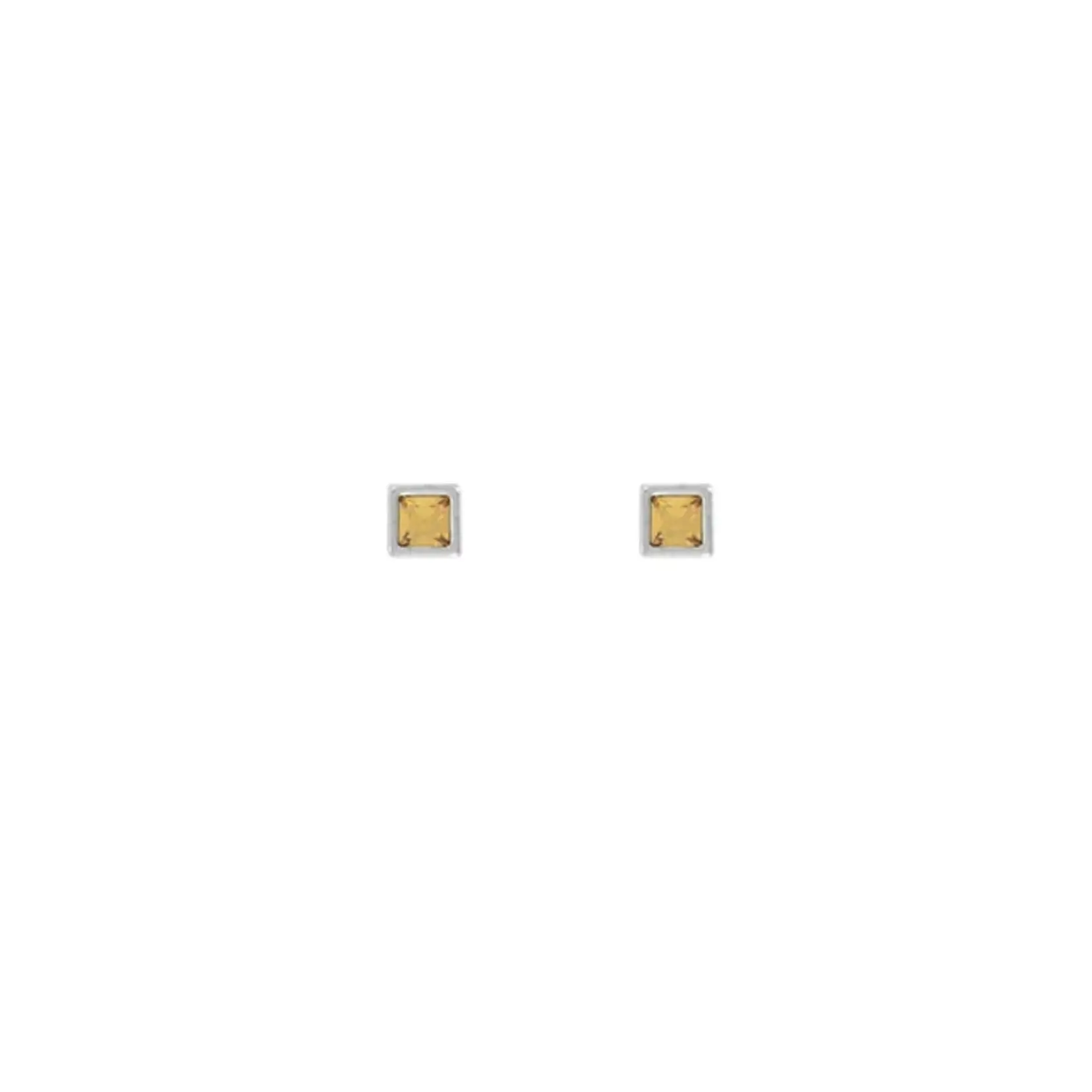 Myka Amy Mini Square Post Earring - Bright Rhodium & Swarovski Crystal