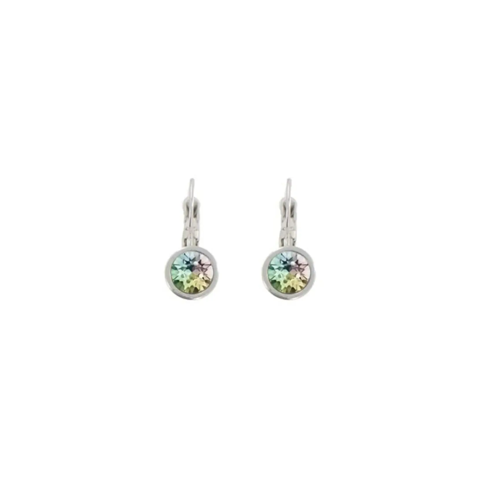 Myka Lisa Small Round Euroback Earrings - Bright Rhodium & Swarovski Crystal