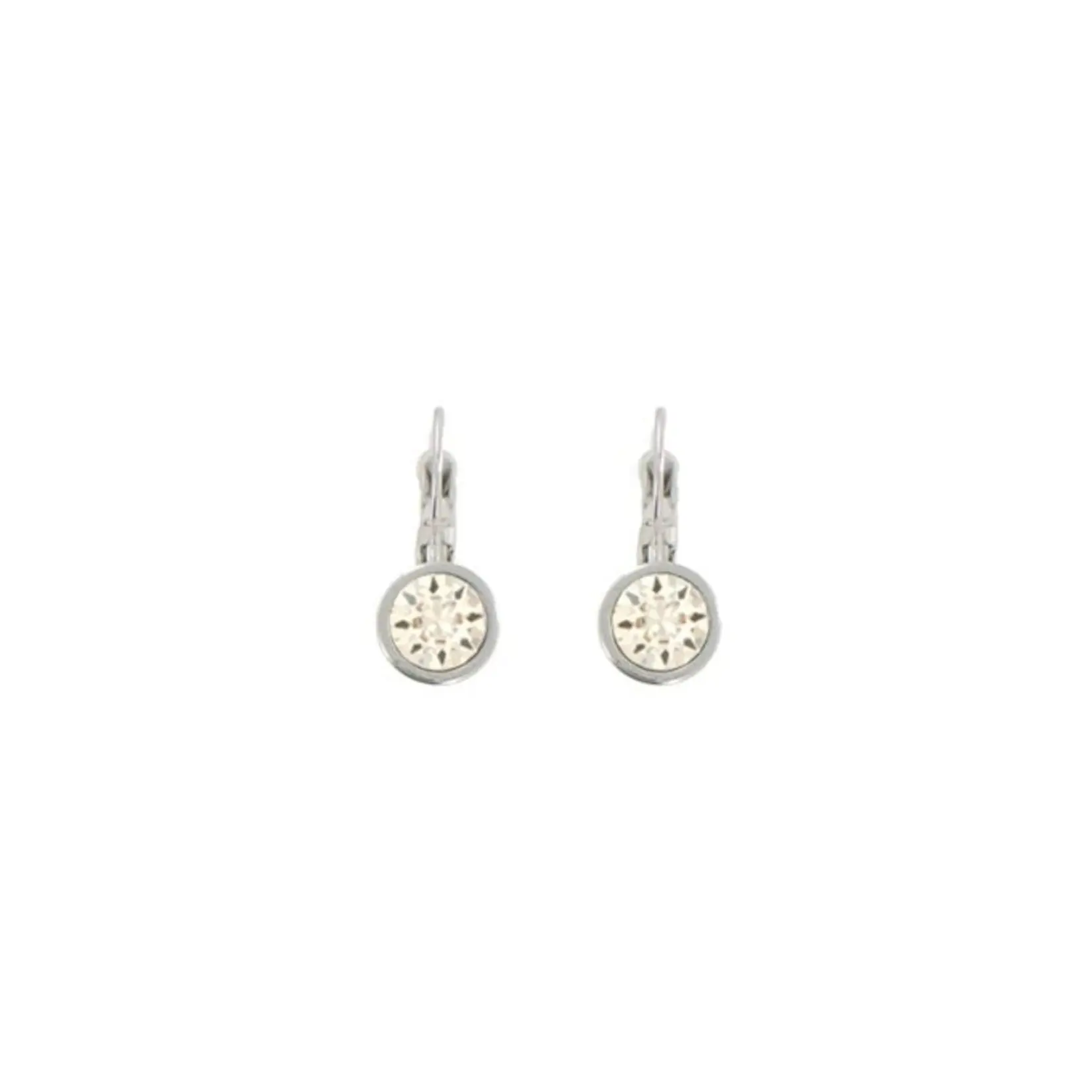 Myka Lisa Small Round Euroback Earrings - Bright Rhodium & Swarovski Crystal