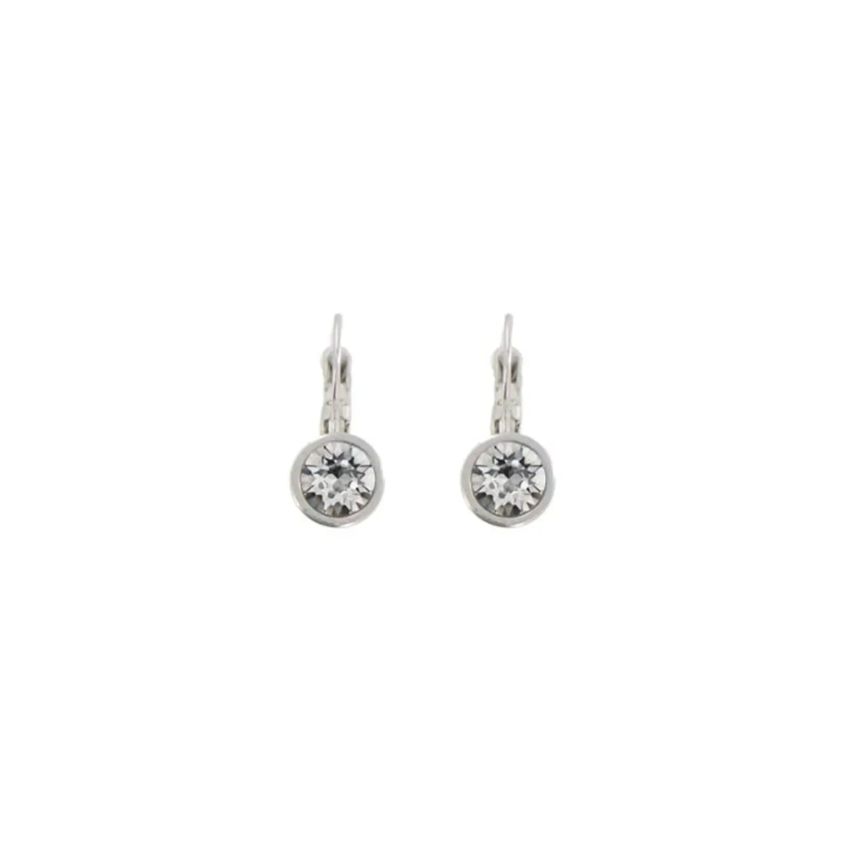 Myka Lisa Small Round Euroback Earrings - Bright Rhodium & Swarovski Crystal