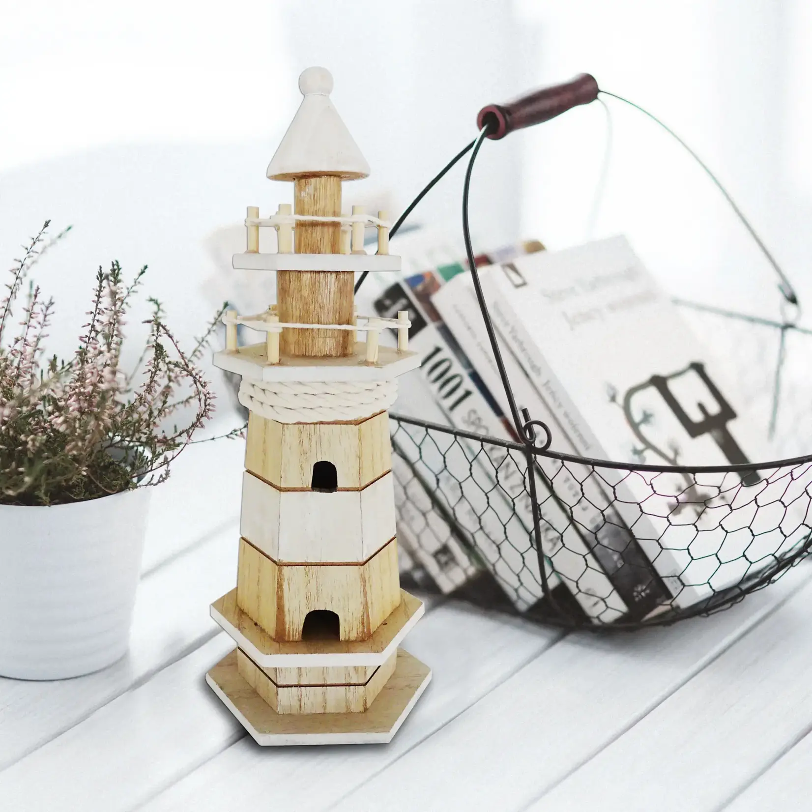 Panam Décor & Gifts Decorative Wooden Lighthouse