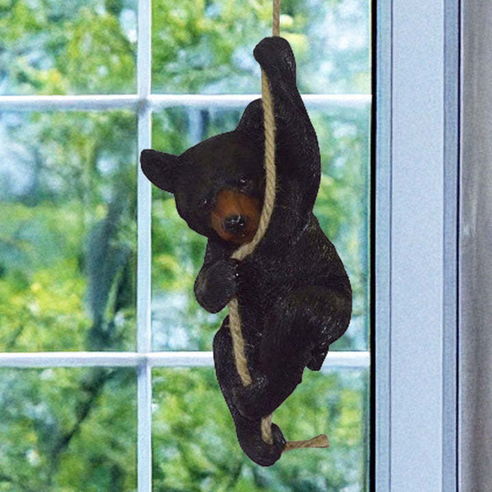 Panam Décor & Gifts Bear Cub Hanging from Rope Figurine